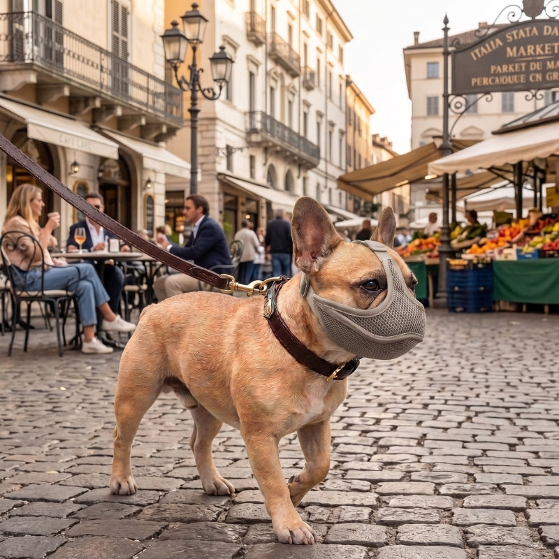 Place pavé promène chien muselière adaptée aux chiens brachycéphale