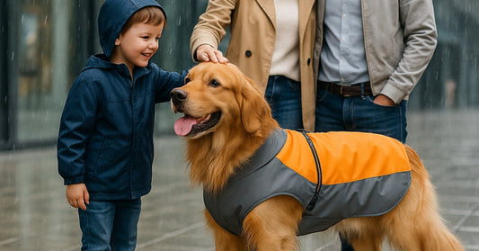 imperméable pour chien facile à mettre orange et gris