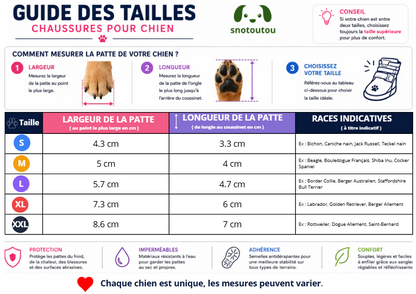 CaniPaw tailles chaussure chien