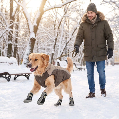 Chien joue dans neige chaussure pour chien