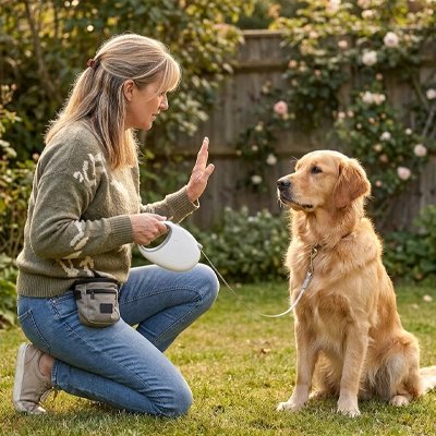 La Safe Lock Laisse enrouleur Chien une séance d'éducation pour le chien