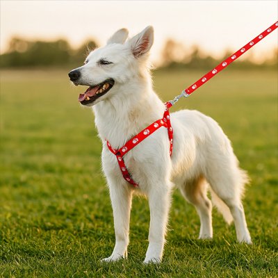 Laisse harnais pour chien rouge