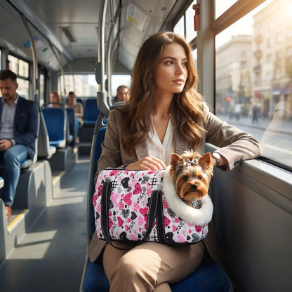 Sac de transport chien rose imprimer bus