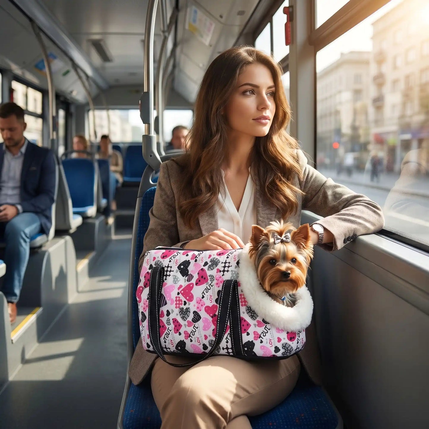 Sac de transport chien rose imprimer