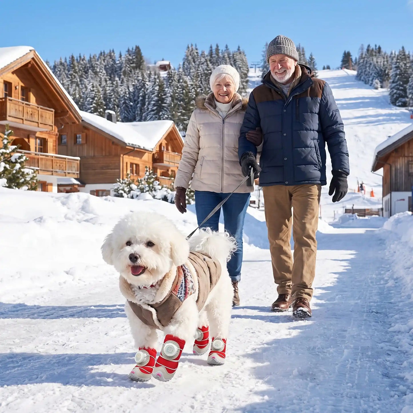 Station hivers chien avec chaussure pour chien