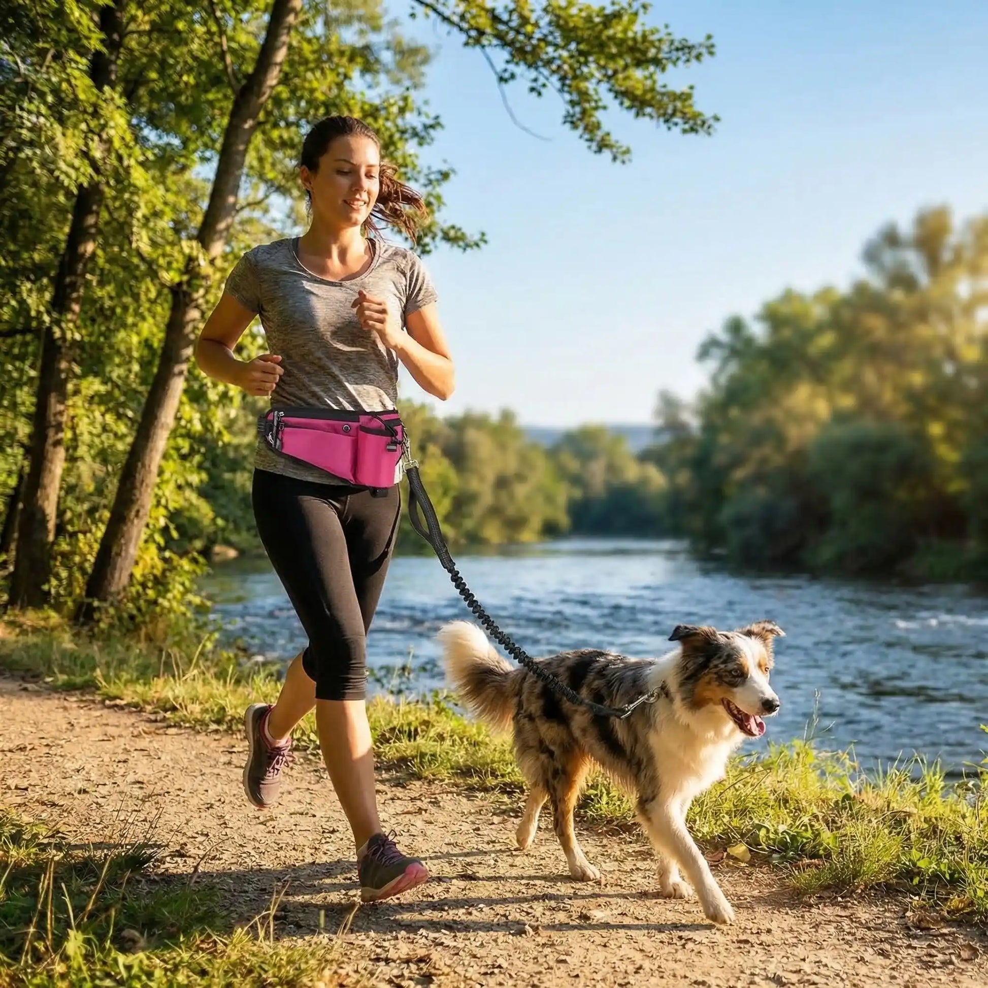 aerocanicross laisse canicross chien rose 1
