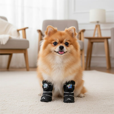 Assis avec chaussure pour chien noir