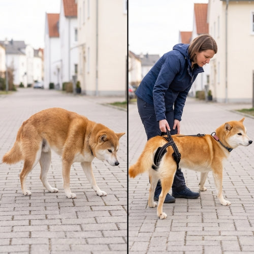 Avec et sans aide du harnais de levage pour chien noir