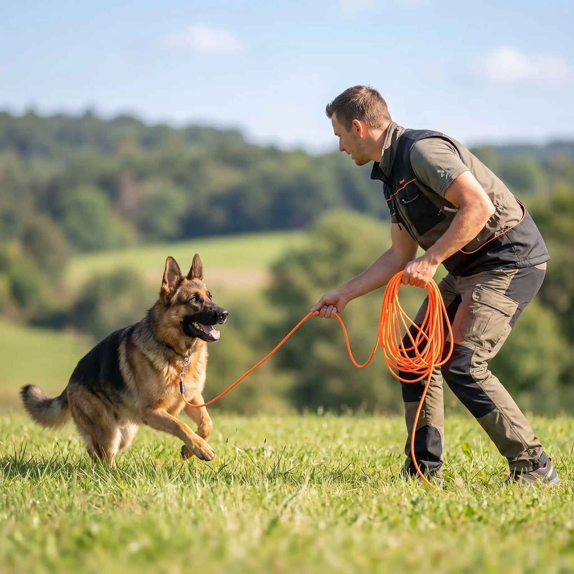Berger allemend travail longe pour chien