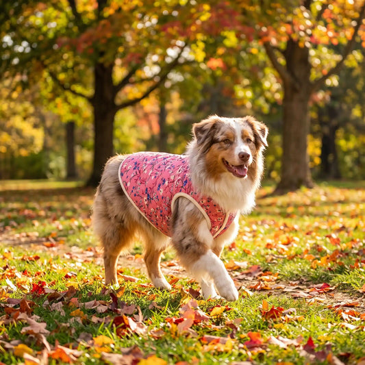Berger Australien se balade parc automne manteau  chien