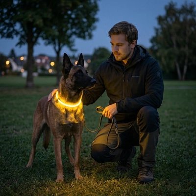 Bolt Collier Chien lumineux jaune en pleine nuit