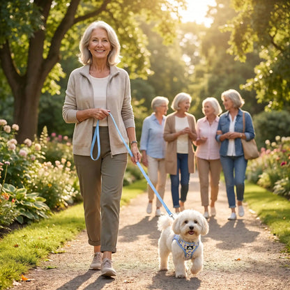 CaniPath groupe femme promène chien avec harnais pour chien bleu