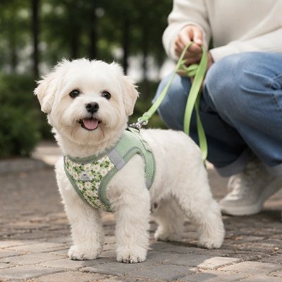CaniPath Harnais pour Chien vert avec laisse assortie