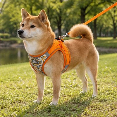 CaniPath resplendissant se Harnais pour Chien avec sa laisse orange