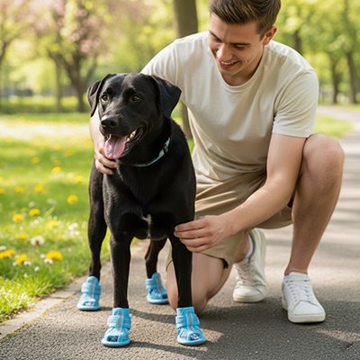 Chaussures chien type sandales bleu