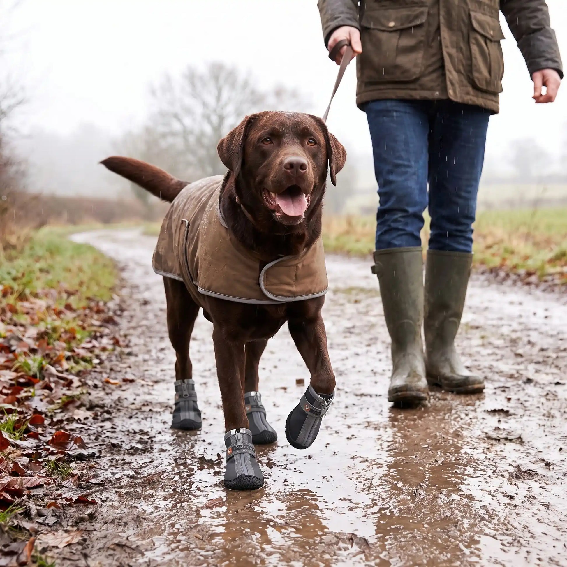 Chemin boueux chien à ces chaussure pour chien
