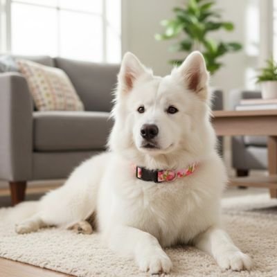 Chien allongé sur tapis avec Collier Chien