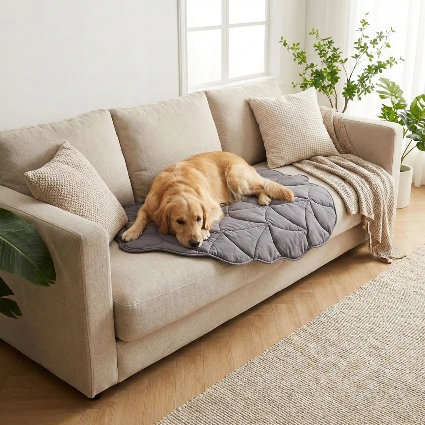 Chien allongé tapis rafraichissant pour chien canapé