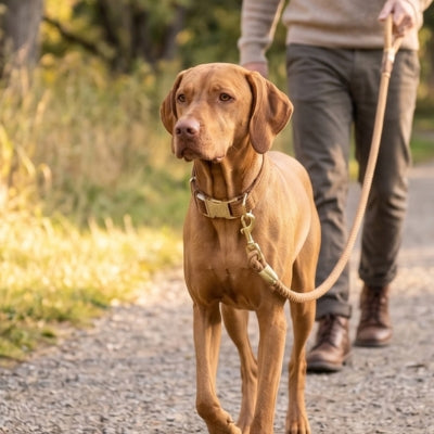 Chien balade chemin porte collier pour chien