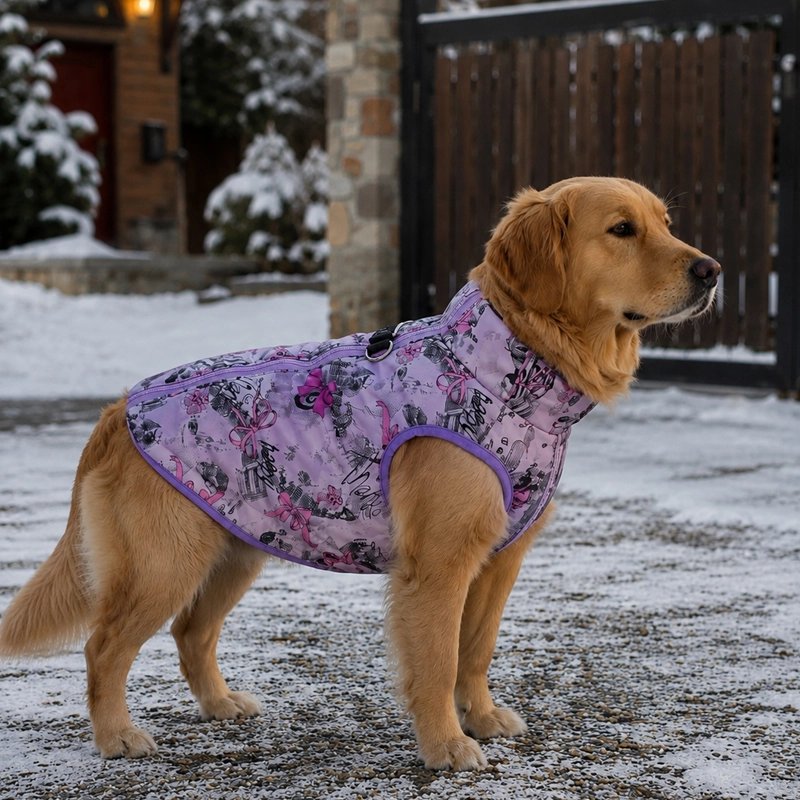 Chien balade dans neige porte Manteau pour Chien