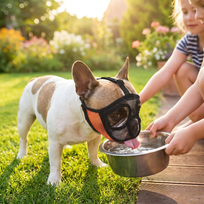 Chien boie avec muselière pour chien brachycéphale noir orange