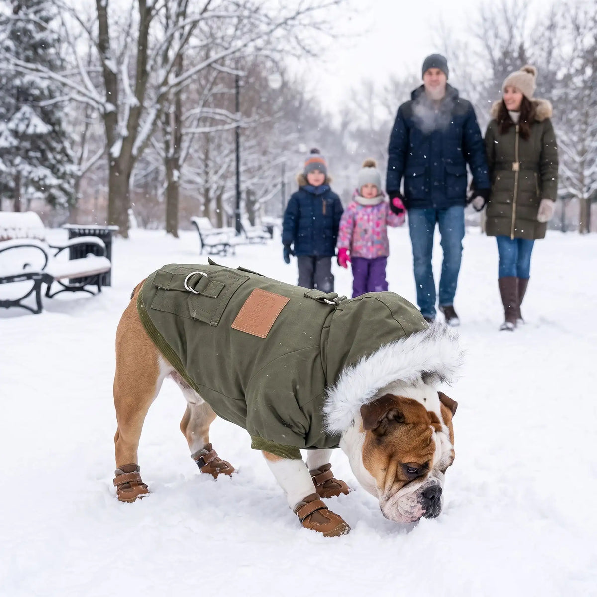 Chien équipé manteau pour chien chaussure neige