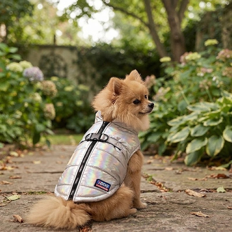 Chien porte fièrement son Manteau Chien gris