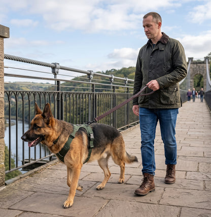 Chien promène pont maitre tiens laisse pour chien