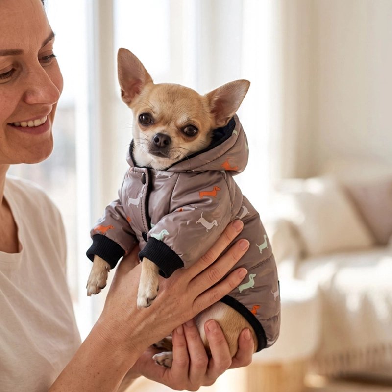 Chihuahua à mit son  Manteau Chien gris