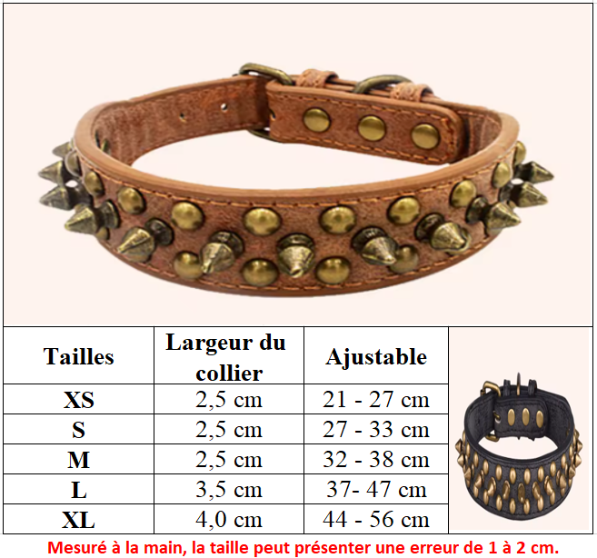 Cinq tailles collier chien cuir