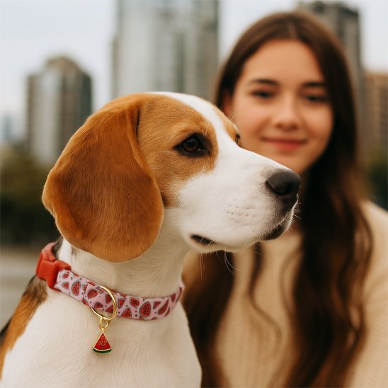 collier chien fruit rouge
