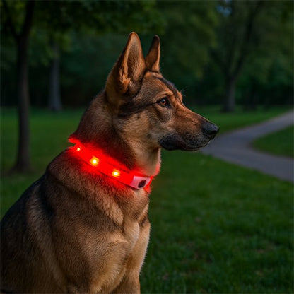 Collier lumineux chien ajustement facile rouge berger allemand