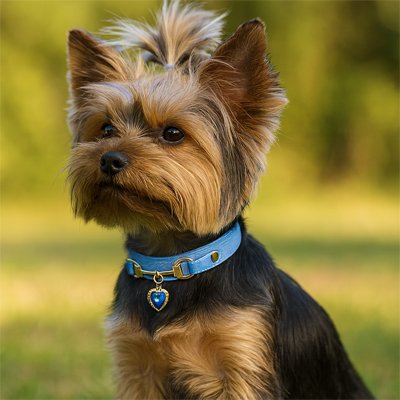 collier pour chien bleu cœur