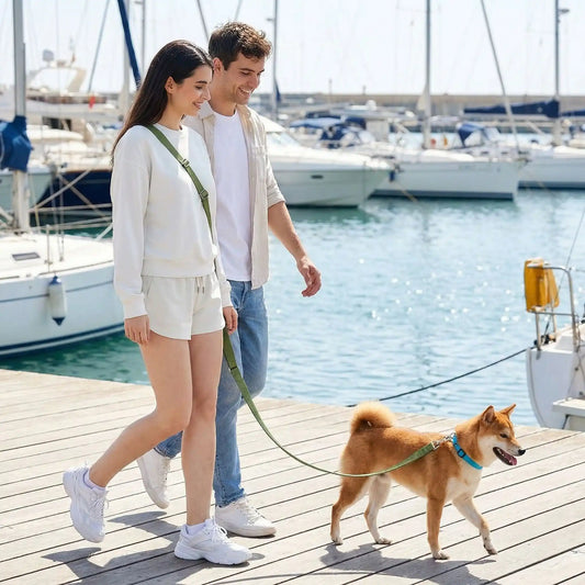 Confort chic couple marche port laisse mains libres chien kaki