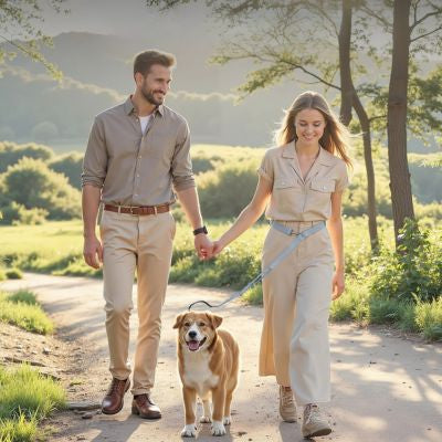 Confort chic laisse mains libres chien sortie sans stress bleu clair