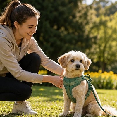 Confort+ femme attache le Harnais pour Chien vert
