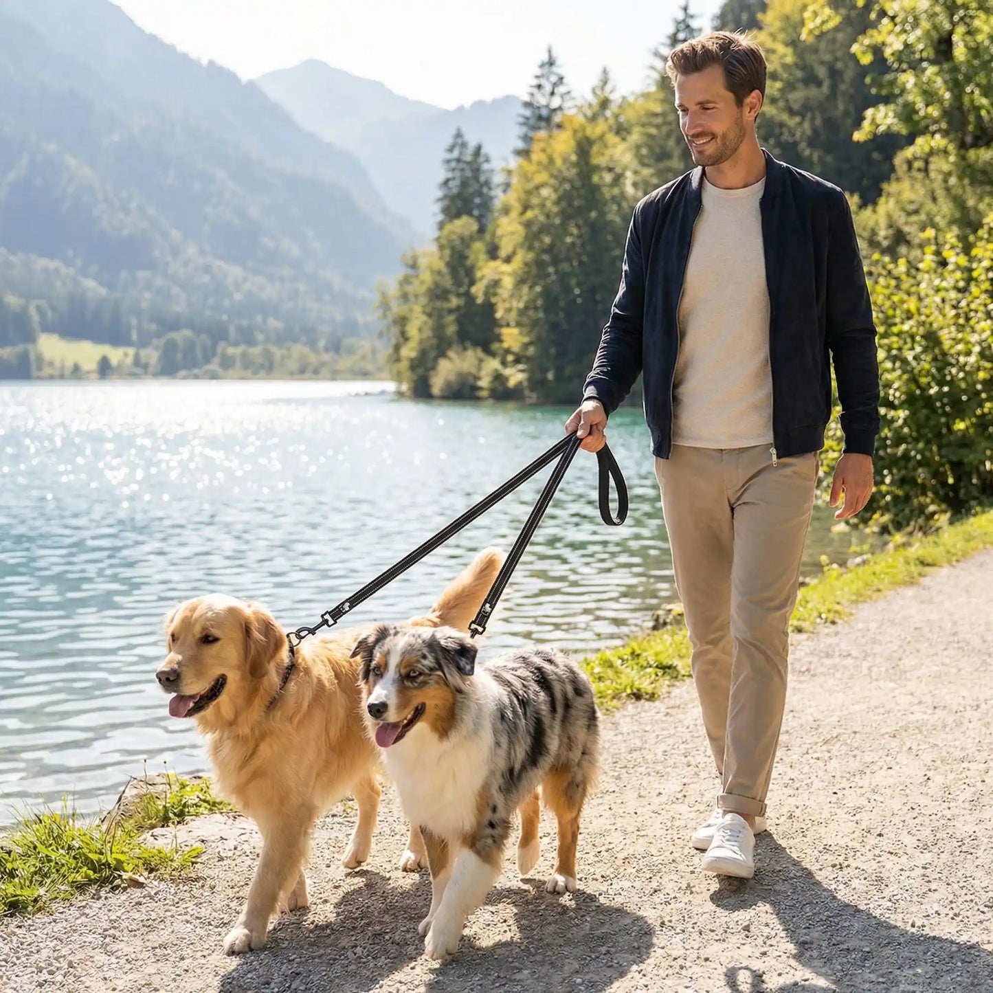 confort plus laisse mains libres noir balade chien