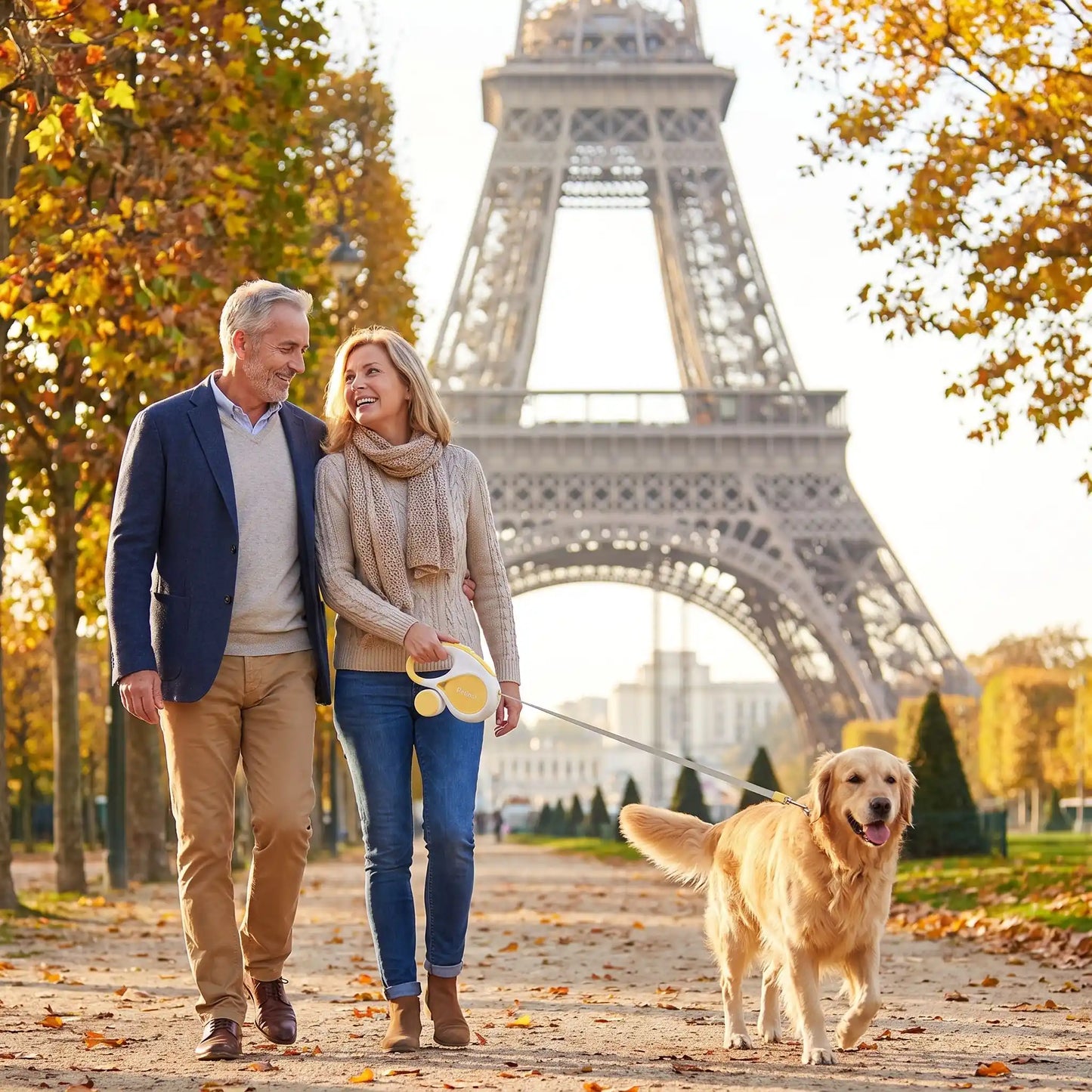 Confort pro couple balade chien laisse chien enrouleur tour effel