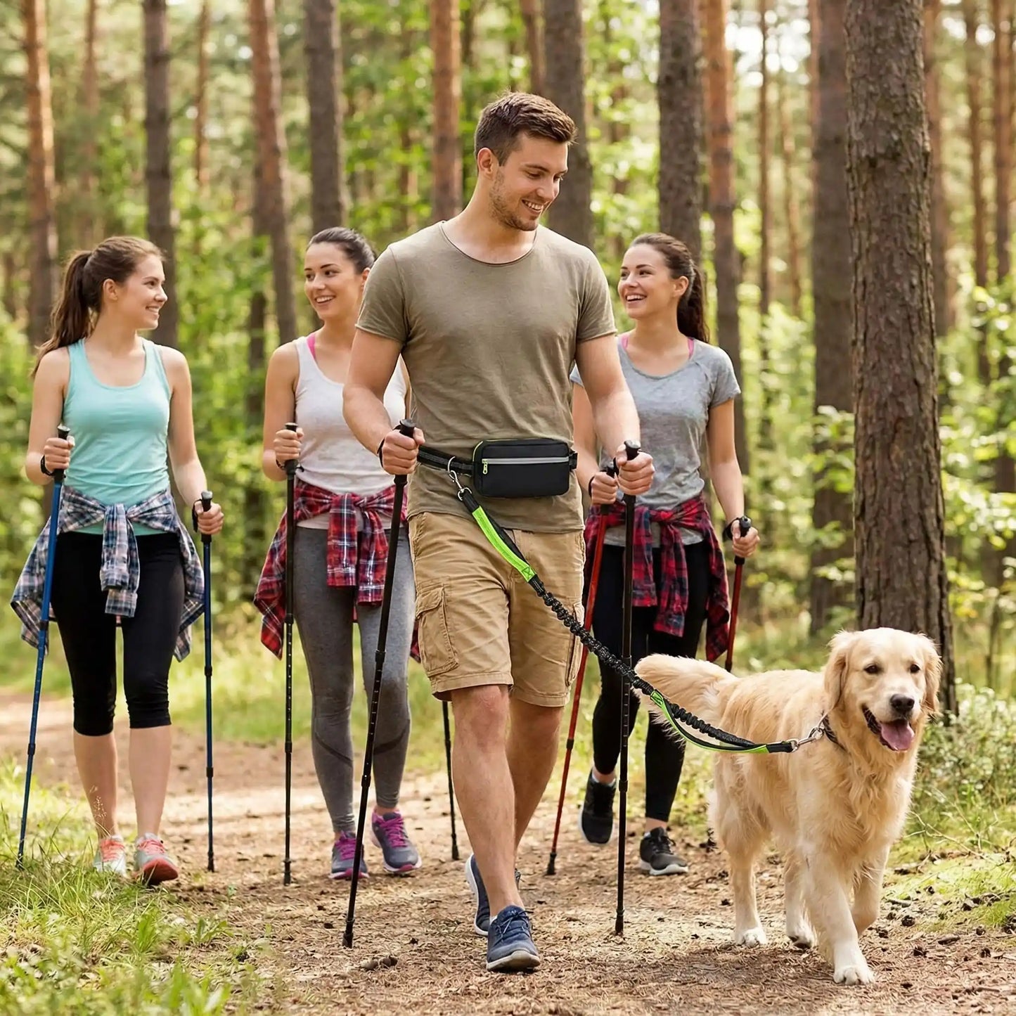 cross dogline vert groupe de jeune marche nordique laisse canicross