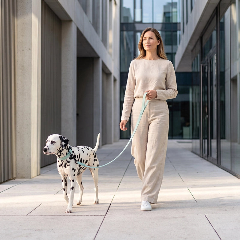 Dalmatien balade sortie bureau maîtresse laisse pour chien