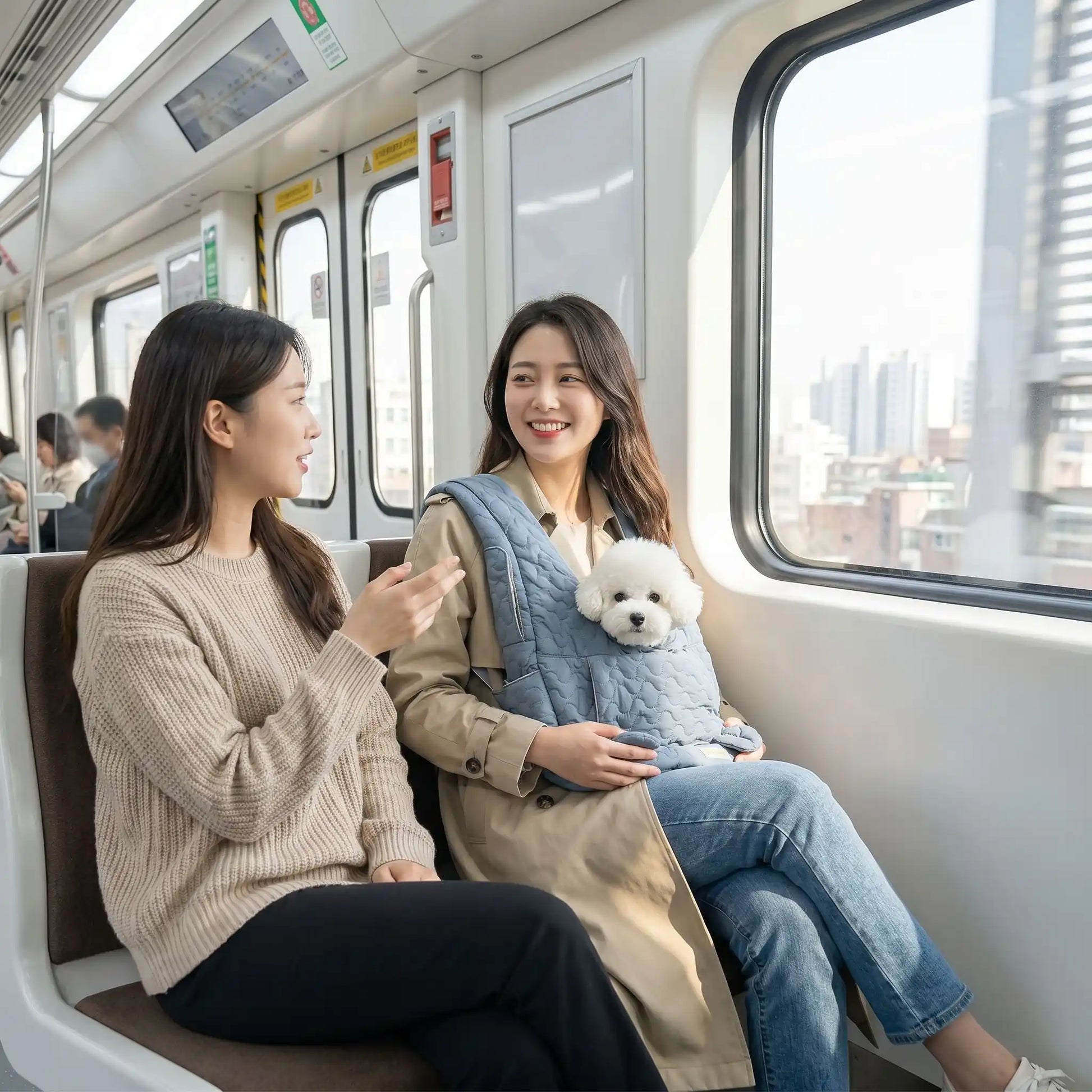 Deux copines métro sac de transport pour chien