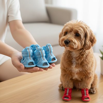 deux couleurs de Chaussures chien bleu, et rouge