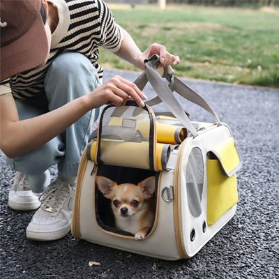 Double poignée pour Sac de transport pour Chien jaune