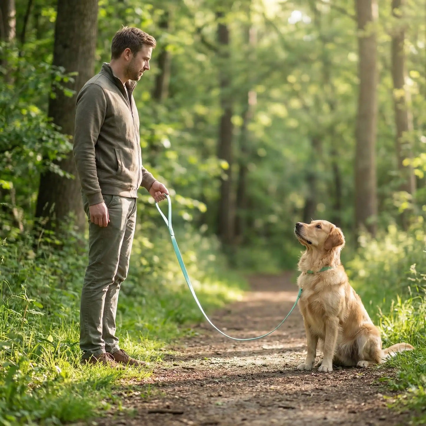 Elégante longe pour chien vert