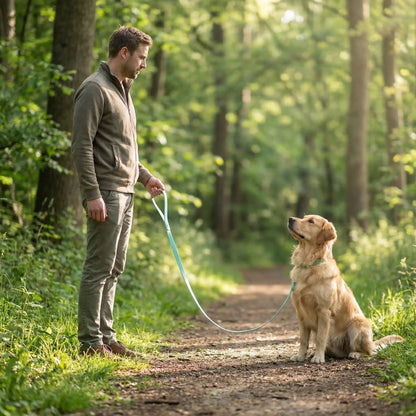 Elégante longe pour chien vert
