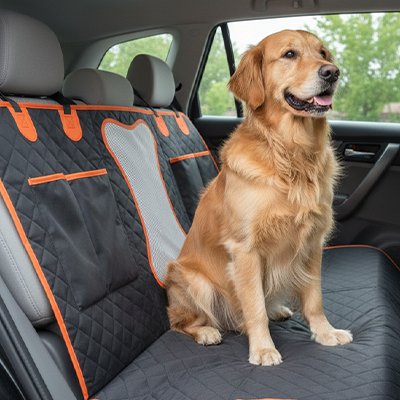 Elite Paw Protection chien voiture noir et bande orange