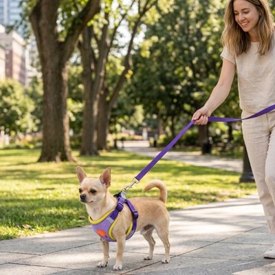 Ergo Nomade balade en ville le chien porte Harnais pour Chien violet