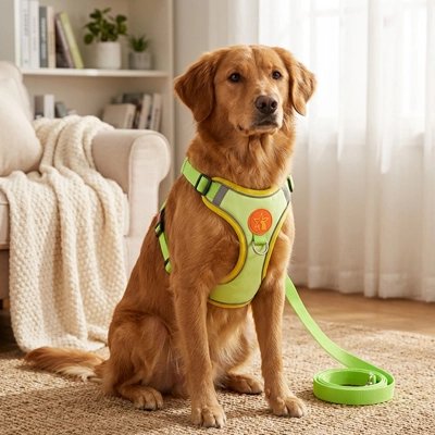 Ergo Nomade laisse assortie au Harnais pour Chien vert fluo