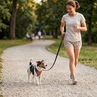 Ergo Y Style Harnais chien en Y cours avec sa maîtresse