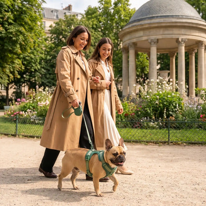 Ergocomfort+-femme promène chien parc harnais pour chien